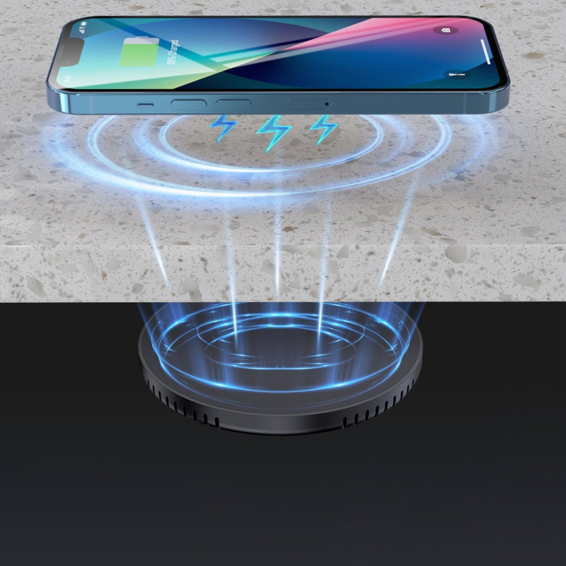 10W po stalviršis indukcinis įkroviklis + EU pakrovėjas su maitinimo laidu juodas