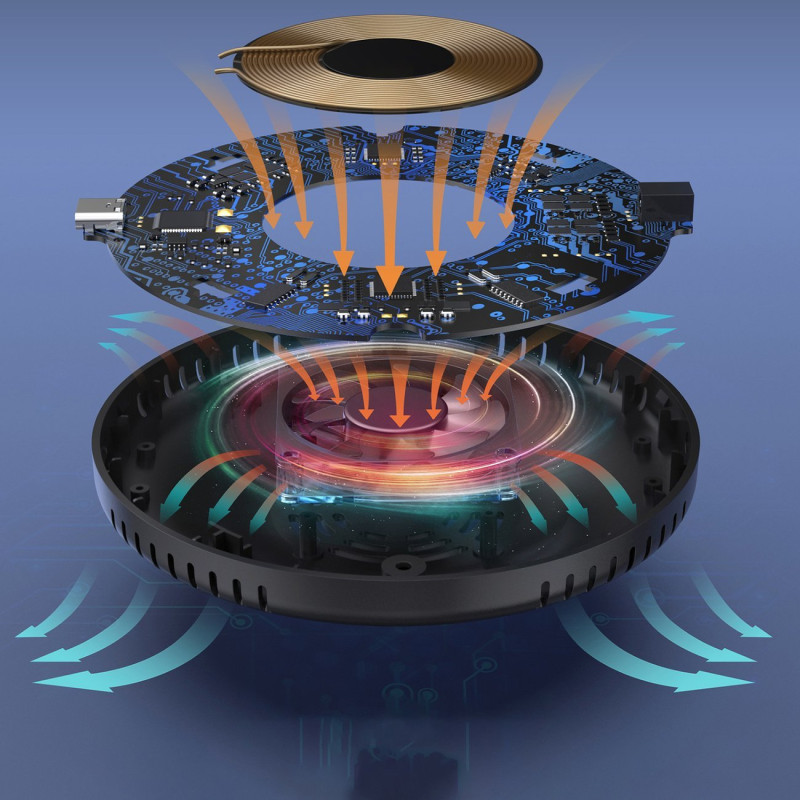 10W po stalviršis indukcinis įkroviklis + EU pakrovėjas su maitinimo laidu juodas