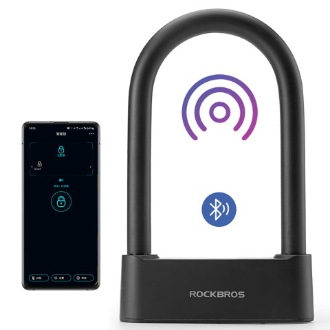
Išmanioji dviračio spyna su pirštų atspaudų skaitytuvu ir „Bluetooth“ – juoda
