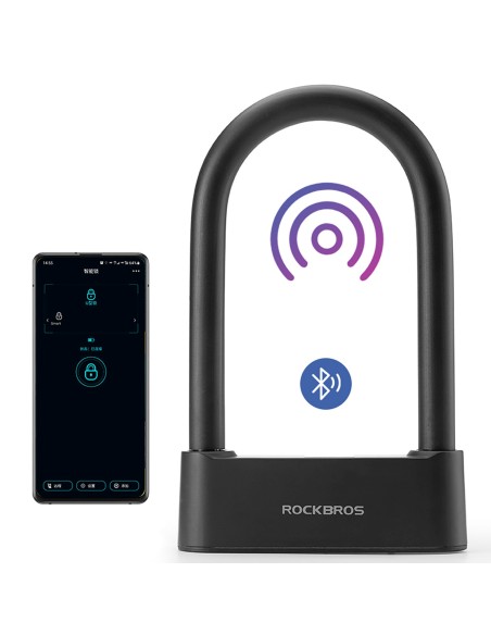 
Išmanioji dviračio spyna su pirštų atspaudų skaitytuvu ir „Bluetooth“ – juoda

