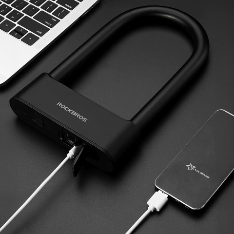 
Išmanioji dviračio spyna su pirštų atspaudų skaitytuvu ir „Bluetooth“ – juoda
