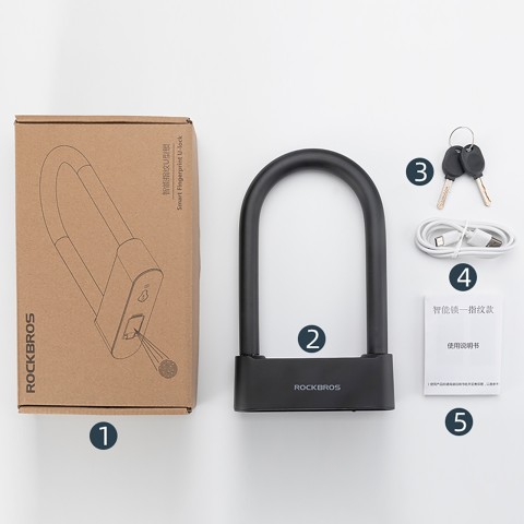 
Išmanioji dviračio spyna su pirštų atspaudų skaitytuvu ir „Bluetooth“ – juoda

