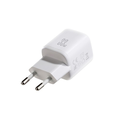 
33 W USB-A USB-C sieninis įkroviklis su 60 W USB-C–USB-C 1 m laidu – baltas
