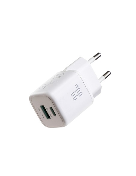 
33 W USB-A USB-C sieninis įkroviklis su 60 W USB-C–USB-C 1 m laidu – baltas

