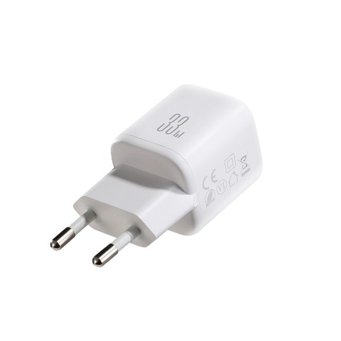 
33 W USB-A USB-C sieninis įkroviklis su 60 W USB-C–USB-C 1 m laidu – baltas
