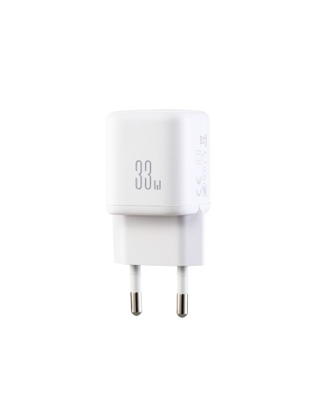 
33 W USB-A USB-C sieninis įkroviklis su 60 W USB-C–USB-C 1 m laidu – baltas
