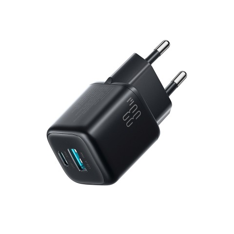 
33 W USB-A USB-C sieninis įkroviklis su 60 W USB-C–USB-C 1 m laidu – juodas
