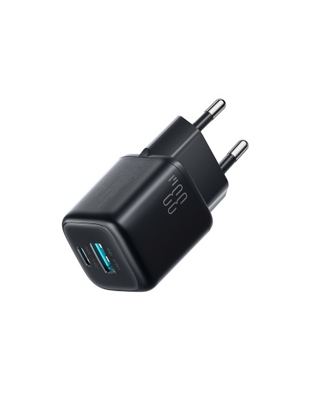
33 W USB-A USB-C sieninis įkroviklis su 60 W USB-C–USB-C 1 m laidu – juodas
