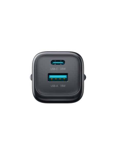 
33 W USB-A USB-C sieninis įkroviklis su 60 W USB-C–USB-C 1 m laidu – juodas
