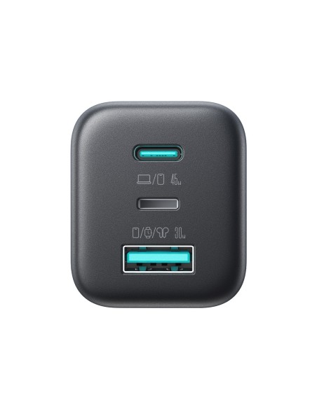 
USB-C iPhone Lightning USB-A GaN 45W sieninis įkroviklis – juodas
