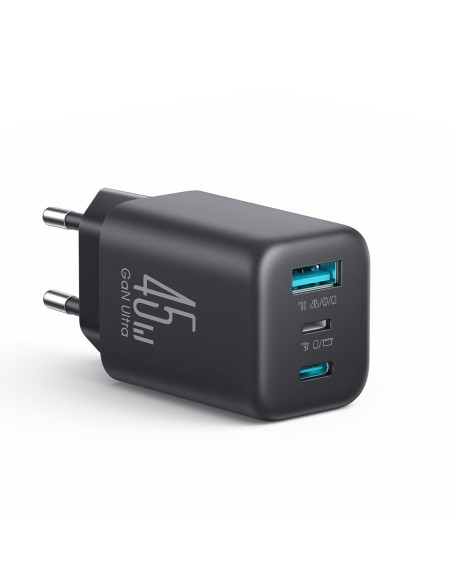
USB-C iPhone Lightning USB-A GaN 45W sieninis įkroviklis – juodas
