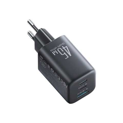 
USB-C iPhone Lightning USB-A GaN 45W sieninis įkroviklis – juodas
