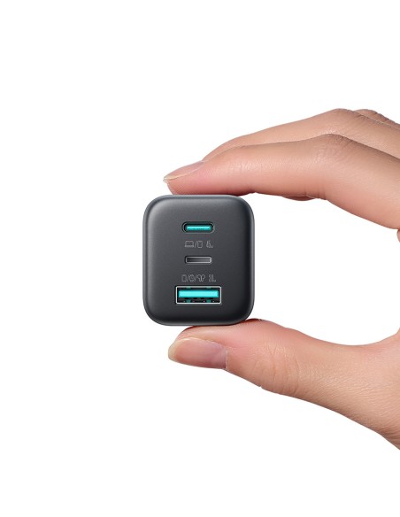 
USB-C iPhone Lightning USB-A GaN 45W sieninis įkroviklis – juodas
