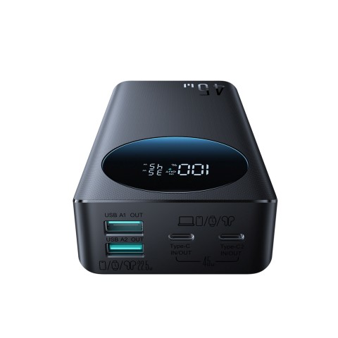 
20000 mAh USB-A USB-C su skaitmeniniu ekranu 45W – juoda

