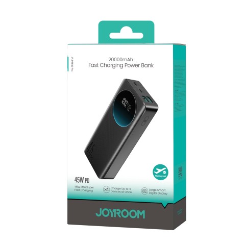 
20000 mAh USB-A USB-C su skaitmeniniu ekranu 45W – juoda
