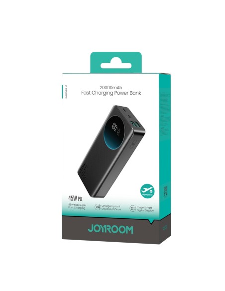 
20000 mAh USB-A USB-C su skaitmeniniu ekranu 45W – juoda

