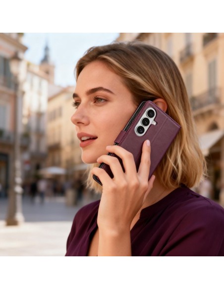
„Samsung Galaxy S26“ piniginės dėklas – bordo spalvos
