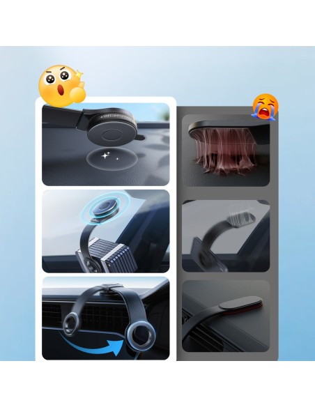 
Magnetinis automobilinis išmaniojo telefono laikiklis su gelio siurbtuku – juodas
