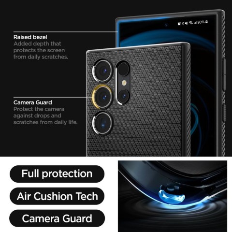 
„Samsung Galaxy S24 Ultra Liquid Air“ dėklas – matinės juodos spalvos
