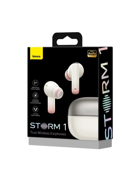 Storm 1 Bluetooth 5.2 TWS į ausis įdedamos belaidės ausinės su ANC/ENC baltos spalvos Storm 1 Bluetooth 5.2 TWS į ausis įdedamos belaidės ausinės su ANC/ENC baltos spalvos