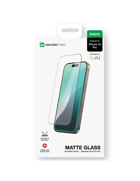 
„Radix Matte Glass“ grūdintas stiklas, skirtas „iPhone 16 Pro“
