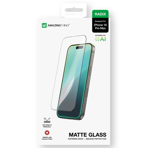 
„Radix Matte Glass“ grūdintas stiklas, skirtas „iPhone 16 Pro Max“
