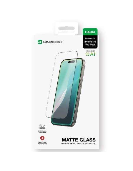 
„Radix Matte Glass“ grūdintas stiklas, skirtas „iPhone 16 Pro Max“
