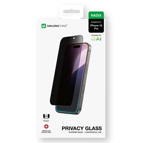 
„Radix Privacy Glass“ grūdintas stiklas, skirtas „iPhone 16 Pro“
