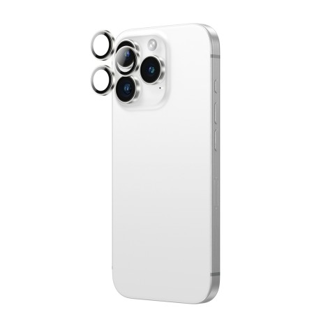 
Grūdintas stiklas su kameros objektyvo rėmeliu, skirtas „iPhone 16 Pro“ / „16 Pro Max“ – sidabrinis
