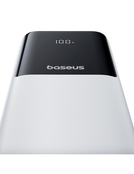 
20000mAh 22,5 W USB-A USB-C nešiojamas įkroviklis su integruotu USB-C iPhone Lightning laidu – baltas
