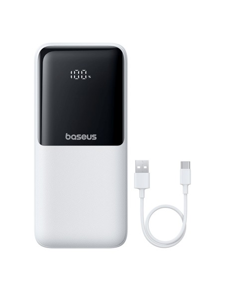 
20000mAh 22,5 W USB-A USB-C nešiojamas įkroviklis su integruotu USB-C iPhone Lightning laidu – baltas
