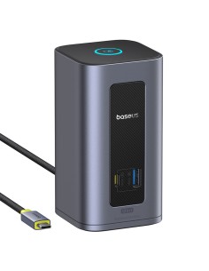 
„HUB 12-in-1“ prijungimo stotelė USB-C į USB-C USB-A HDMI DisplayPort Rj45 - pilka
