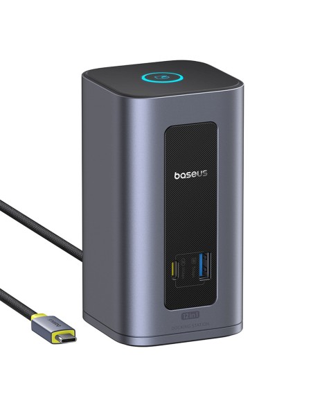 
„HUB 12-in-1“ prijungimo stotelė USB-C į USB-C USB-A HDMI DisplayPort Rj45 - pilka
