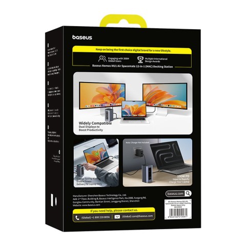 
„HUB 12-in-1“ prijungimo stotelė USB-C į USB-C USB-A HDMI DisplayPort Rj45 - pilka
