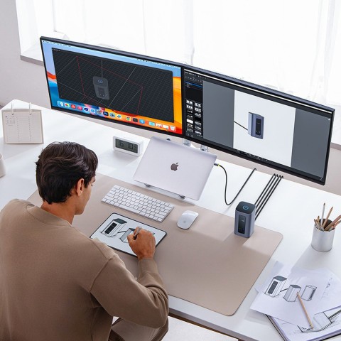 
„HUB 12-in-1“ prijungimo stotelė USB-C į USB-C USB-A HDMI DisplayPort Rj45 - pilka
