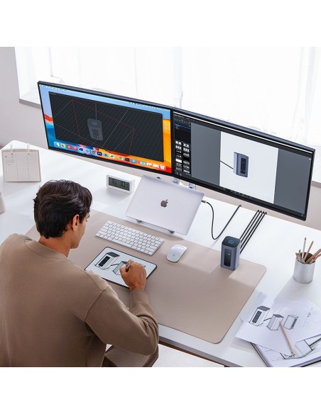 
„HUB 12-in-1“ prijungimo stotelė USB-C į USB-C USB-A HDMI DisplayPort Rj45 - pilka
