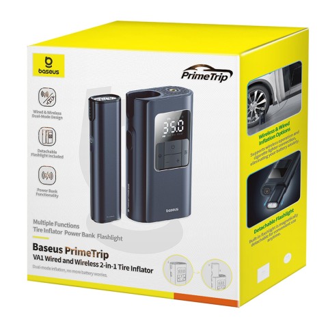 
2 viename padangų pripūtimo prietaisas su žibintuvėliu ir išorine baterija, 6000mAh, 75W, juodas

