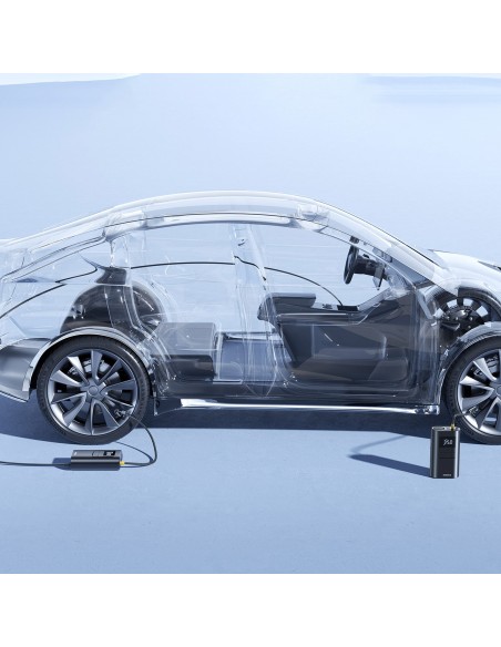 
2 viename padangų pripūtimo prietaisas su žibintuvėliu ir išorine baterija, 6000mAh, 75W, juodas

