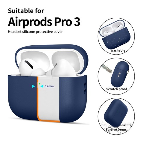 
Silikoninis dėklas, skirtas „AirPods Pro 3“ ausinėms – tamsiai mėlynas
