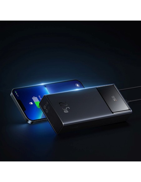 
20000mAh USB-A USB-C nešiojamas įkroviklis su ekrano laidu, 22,5 W, juodas
