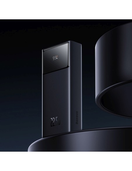 
20000mAh USB-A USB-C nešiojamas įkroviklis su ekrano laidu, 22,5 W, juodas
