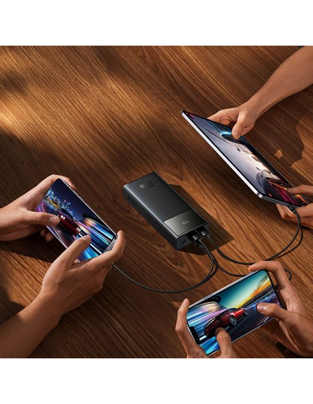 
20000mAh USB-A USB-C nešiojamas įkroviklis su ekrano laidu, 22,5 W, juodas
