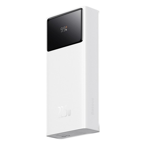 
20000mAh USB-A USB-C nešiojamas įkroviklis su ekrano laidu, 22,5 W, baltas
