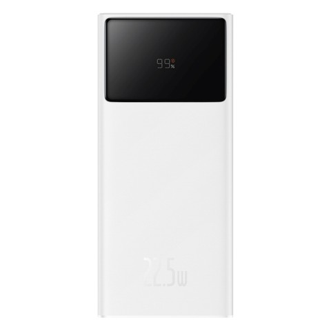 
20000mAh USB-A USB-C nešiojamas įkroviklis su ekrano laidu, 22,5 W, baltas
