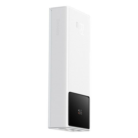 
20000mAh USB-A USB-C nešiojamas įkroviklis su ekrano laidu, 22,5 W, baltas
