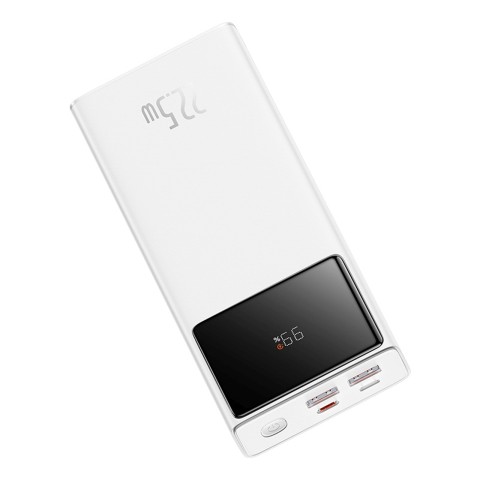 
20000mAh USB-A USB-C nešiojamas įkroviklis su ekrano laidu, 22,5 W, baltas
