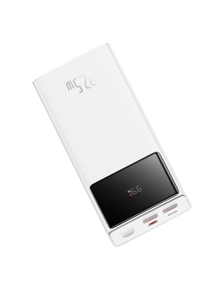 
20000mAh USB-A USB-C nešiojamas įkroviklis su ekrano laidu, 22,5 W, baltas
