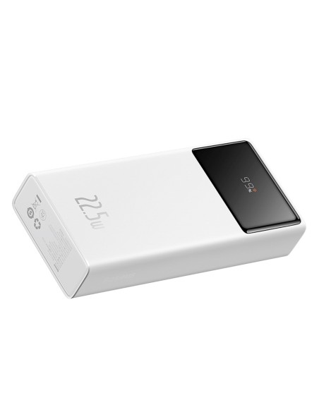 
20000mAh USB-A USB-C nešiojamas įkroviklis su ekrano laidu, 22,5 W, baltas
