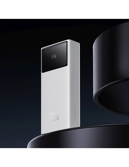 
20000mAh USB-A USB-C nešiojamas įkroviklis su ekrano laidu, 22,5 W, baltas

