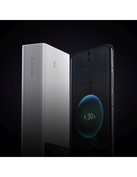 
20000mAh USB-A USB-C nešiojamas įkroviklis su ekrano laidu, 22,5 W, baltas
